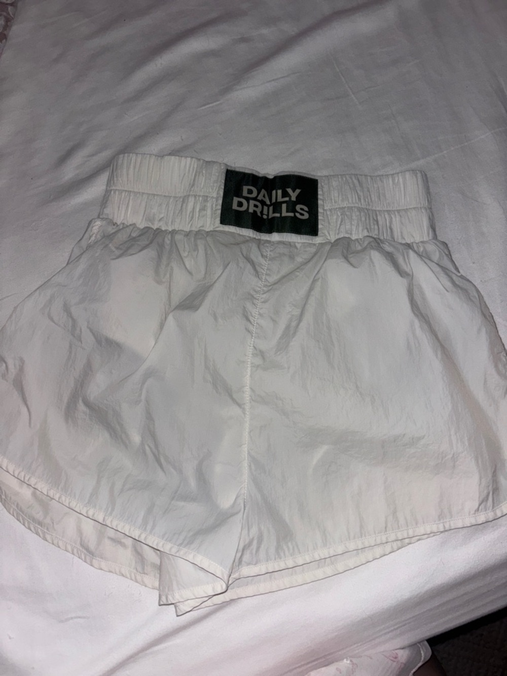 Daily Drills Women’s White Athletic Shorts with Branded Waistband